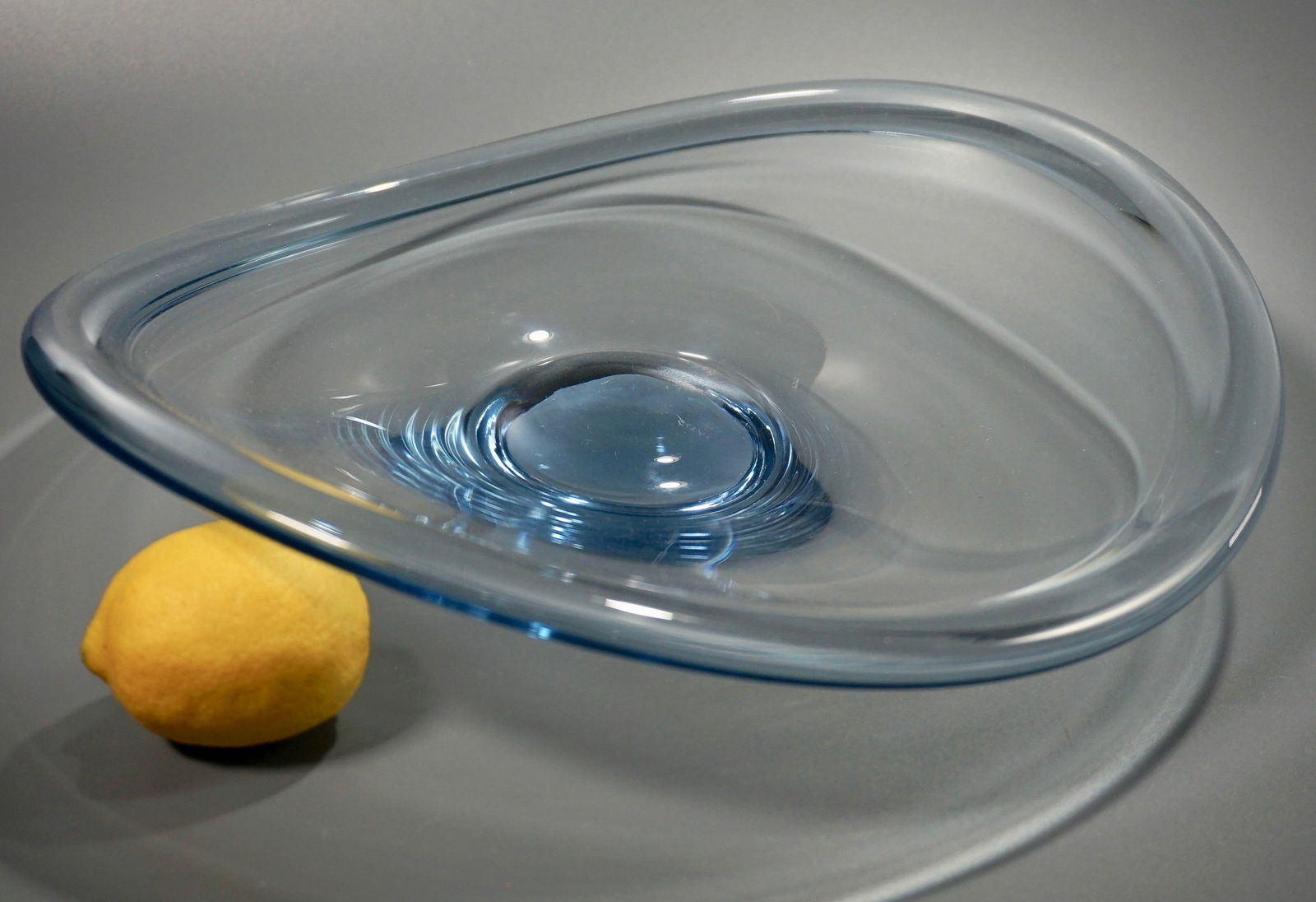 Mid Century Holmegaard Blue Art Glass Signed Bowl Dish (1 of 5)