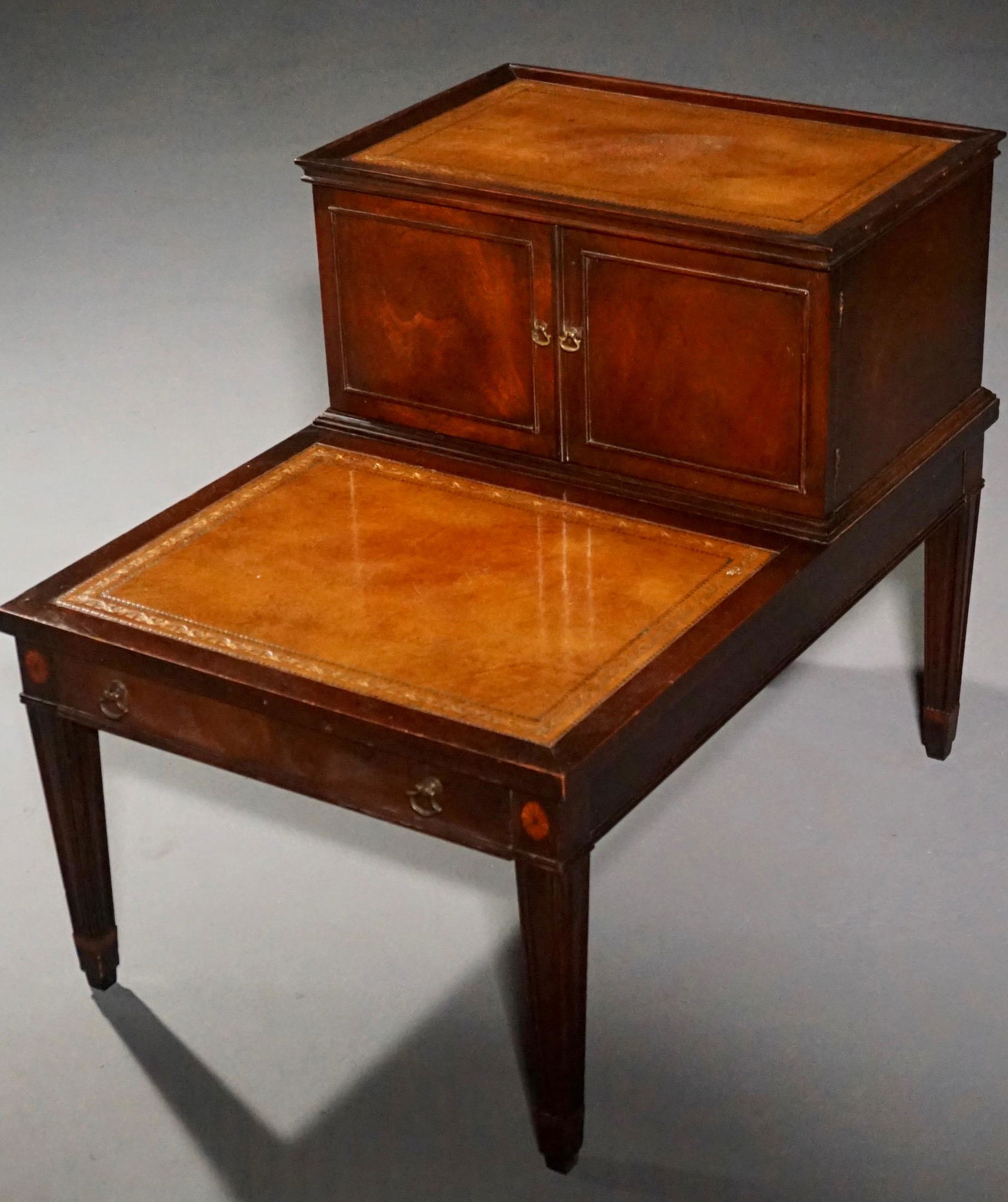 Vintage Mahogany Leather Top Cabinet End Table (1 of 4)