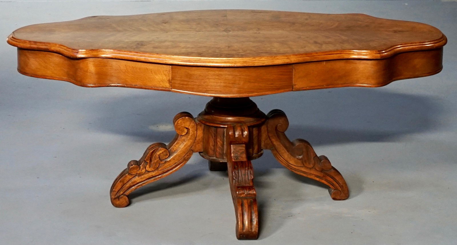 Antique Victorian Walnut Coffee Table on Carved Base (1 of 5)