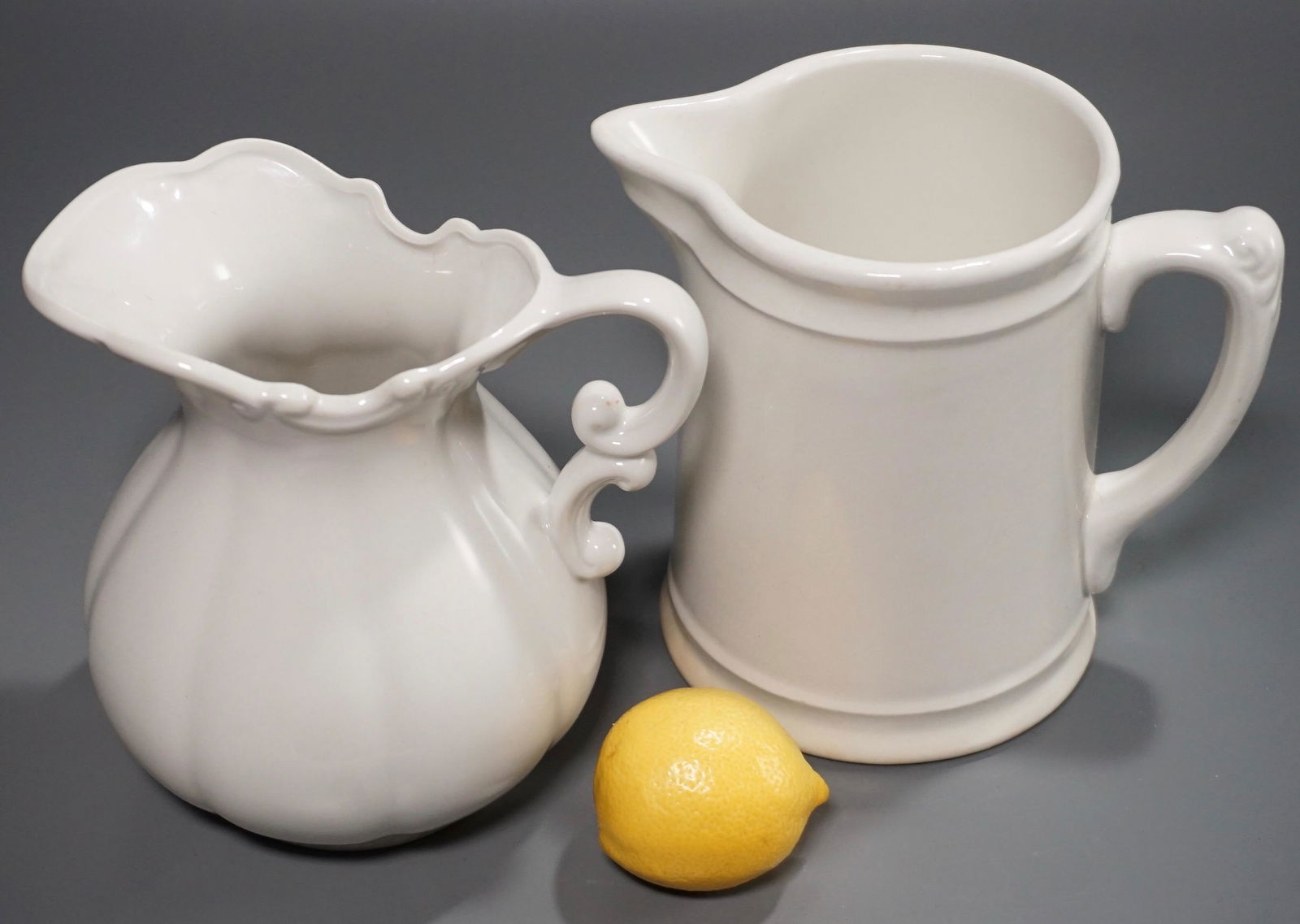 White Glaze Vintage Pitcher Homer Laughlin Lot of 2 (1 of 4)