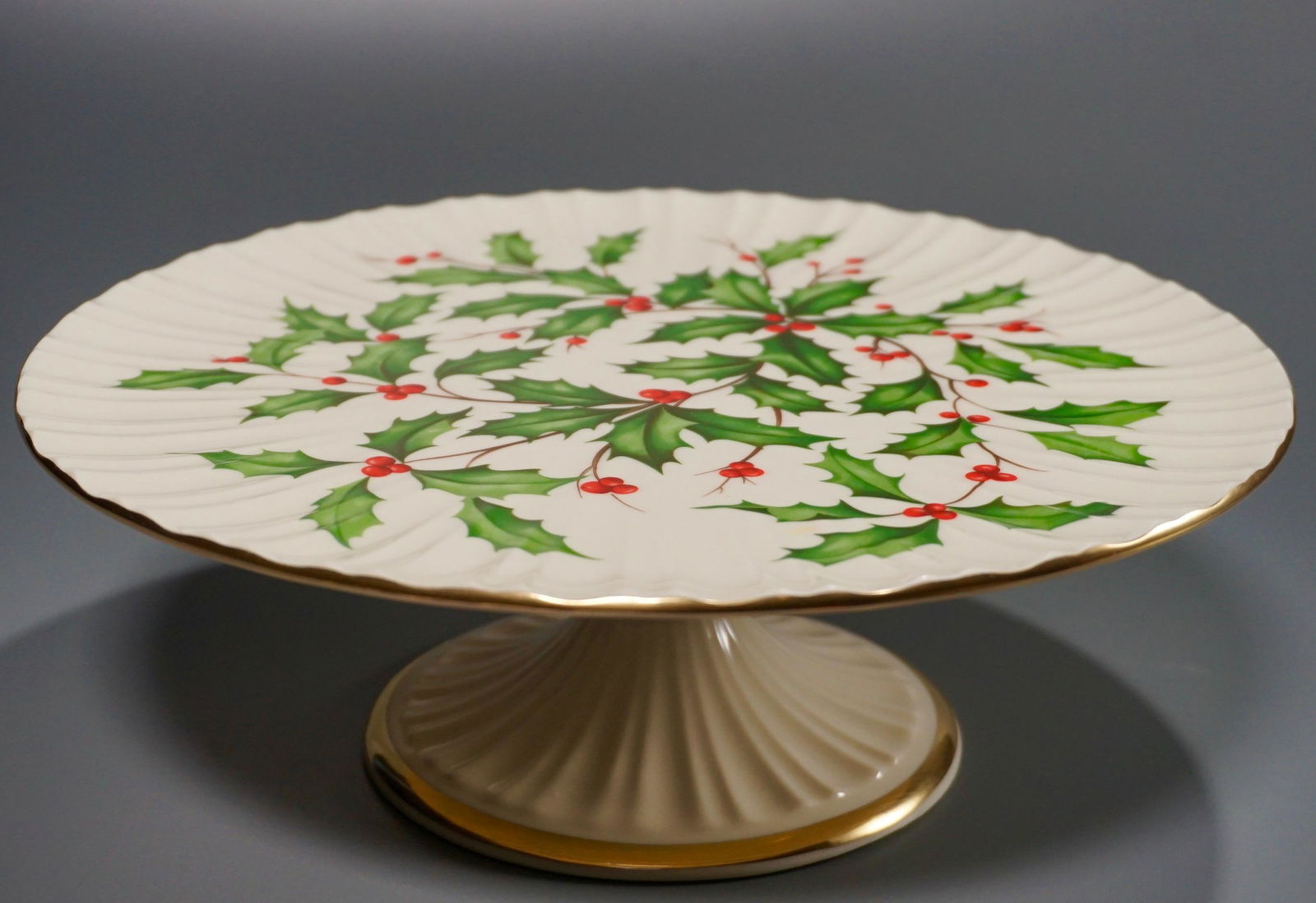 Lenox Holly Berry Christmas Cake Stand Holiday Pattern (1 of 6)