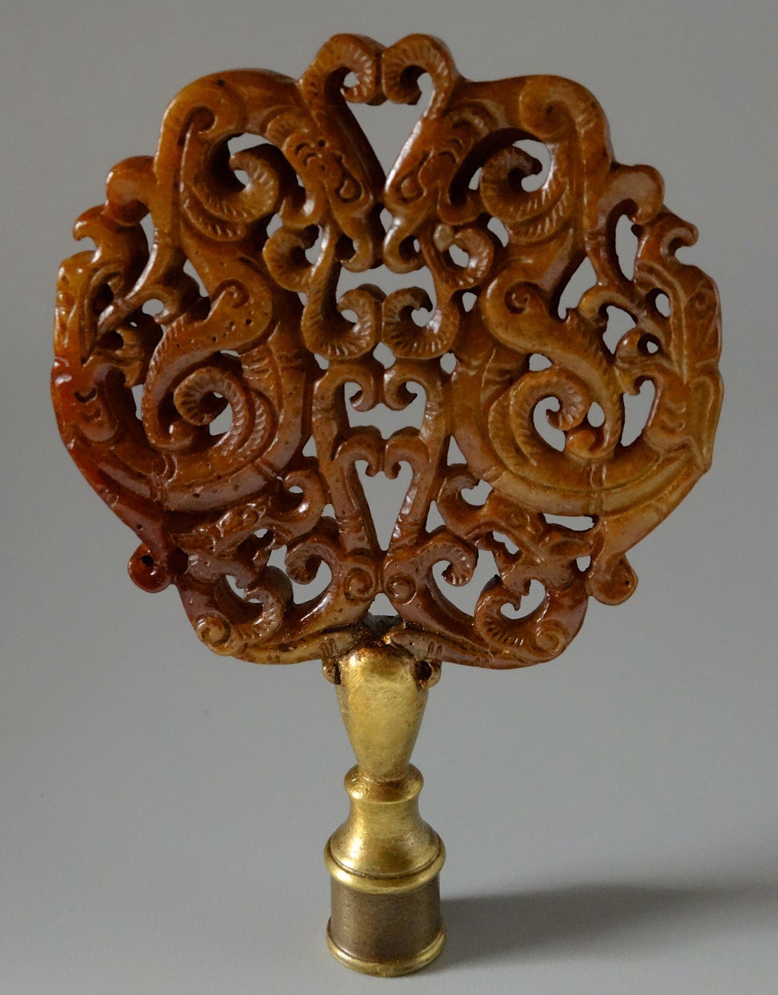 Chinese Hard Stone Carved Battling Dragons Ornate Lamp (1 of 7)