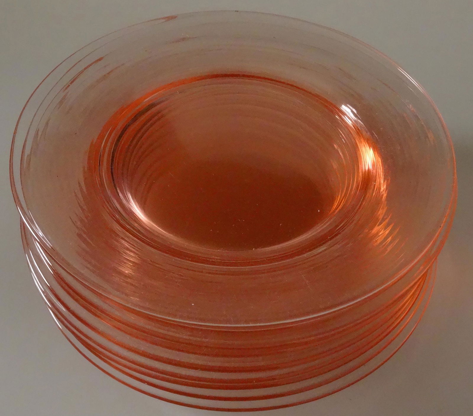 Vintage Peach Pink Depression Glass Serving Plate Lot (1 of 5)