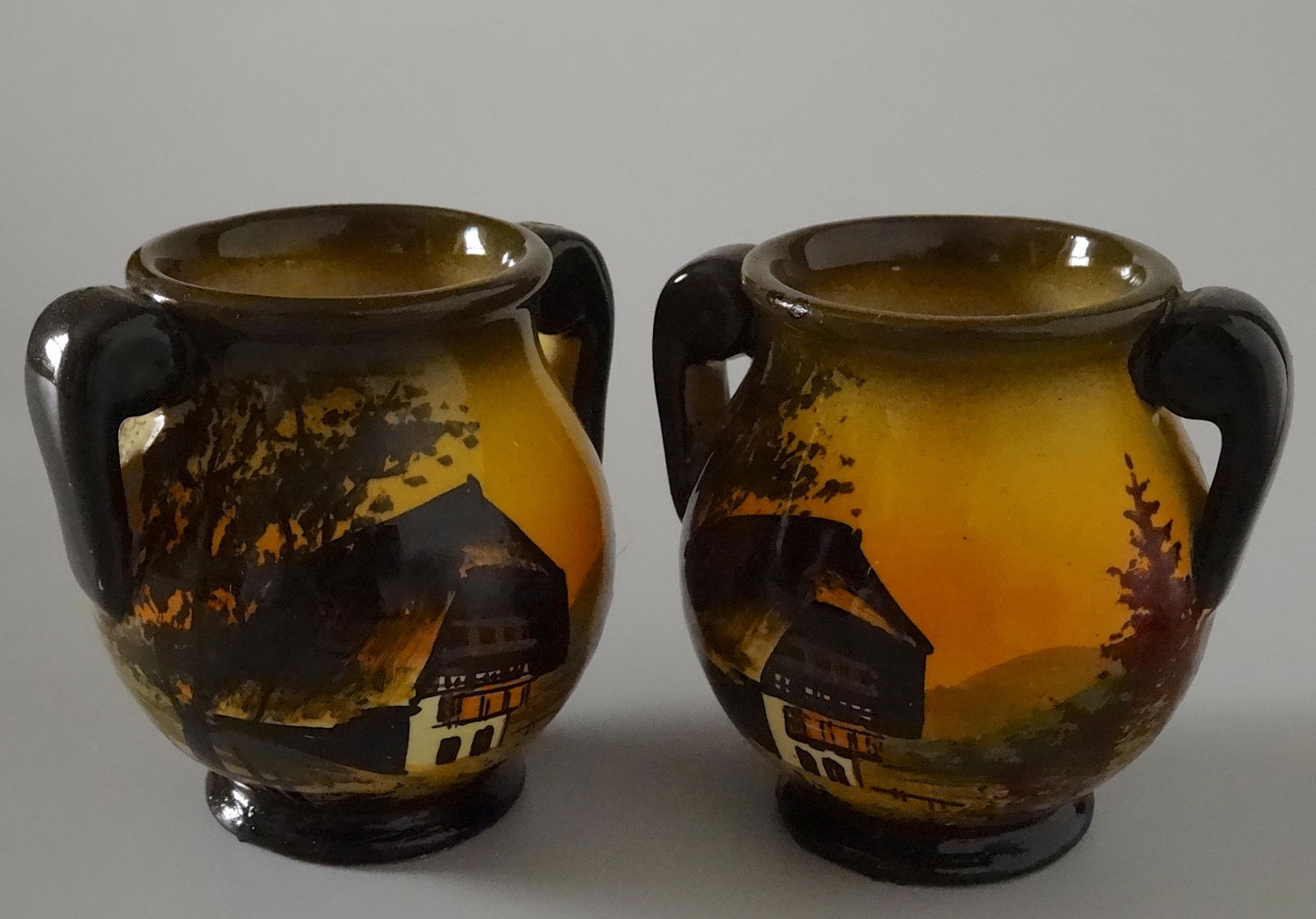 Majolica Black Forest Hand Painted Vase Urns Scramberg (1 of 6)