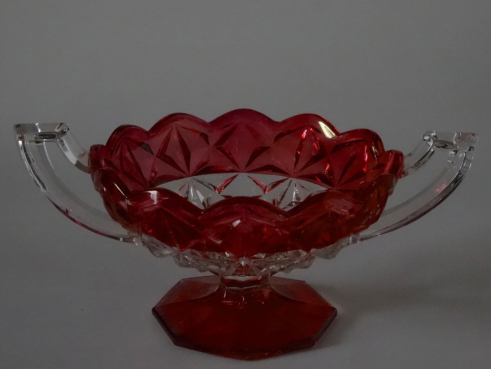 Vintage c 1940 Flashed Ruby American Glass Compote (1 of 7)