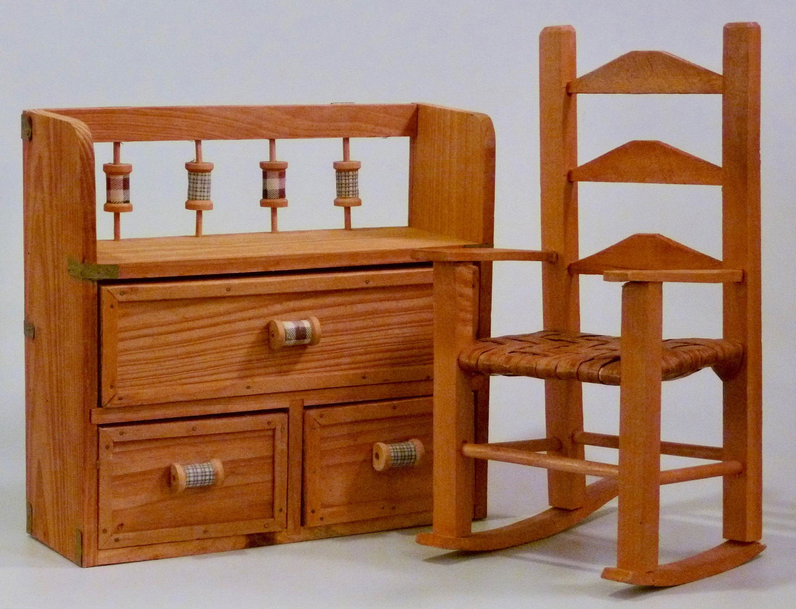 Folk Spool Cabinet Wall Shelf and Miniature Rocking (1 of 8)