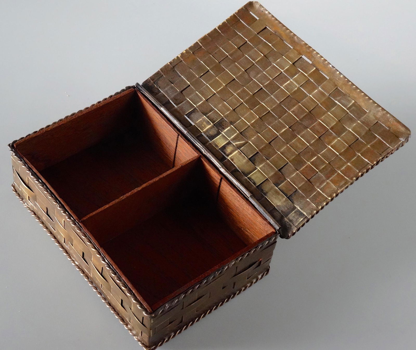 Antique Russian Brass Basket Wave Cigarette Box (1 of 6)