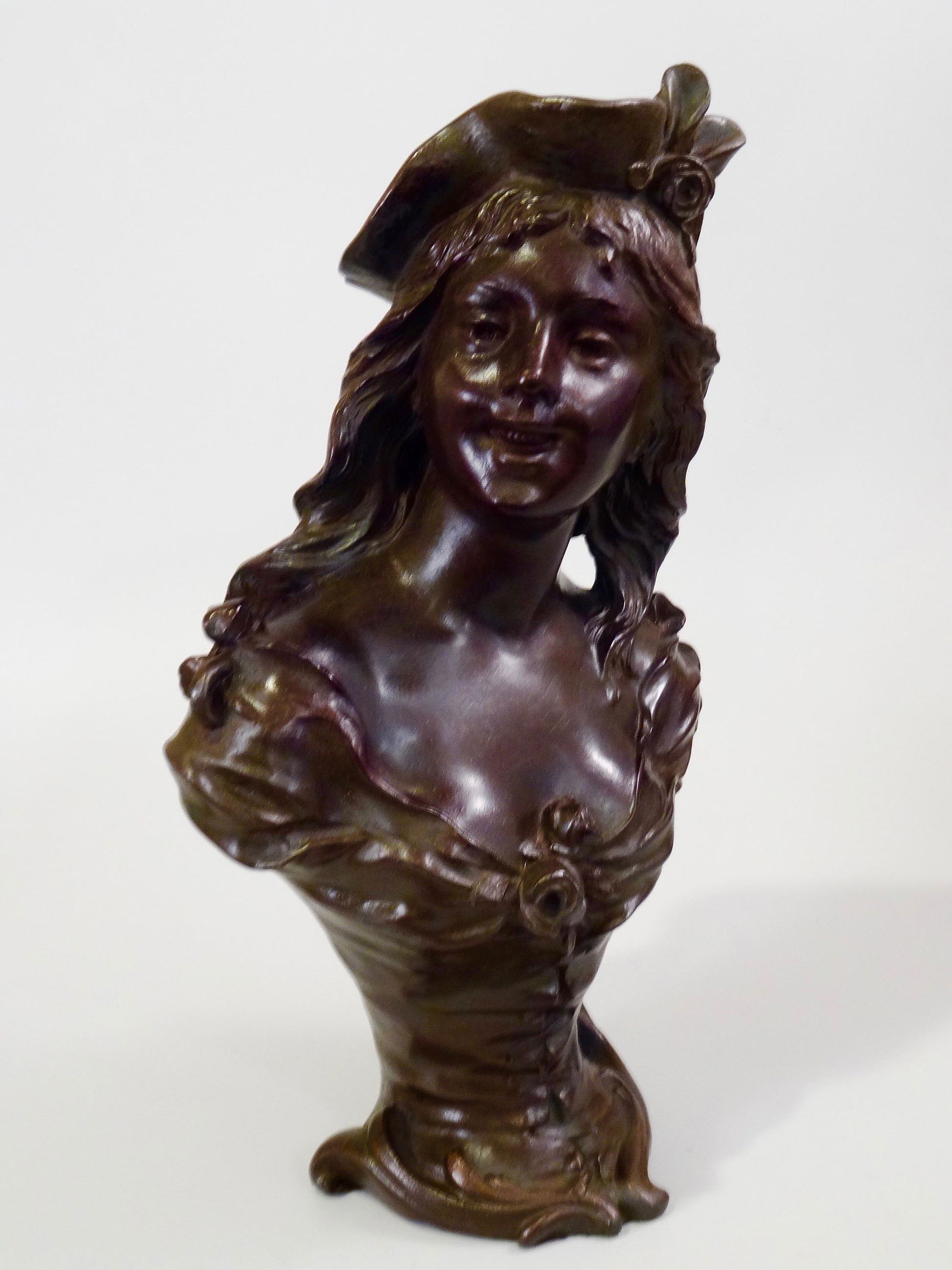 Art Nouveau Bronzed Spelter Bust Sylvain Kinsburger (1 of 9)