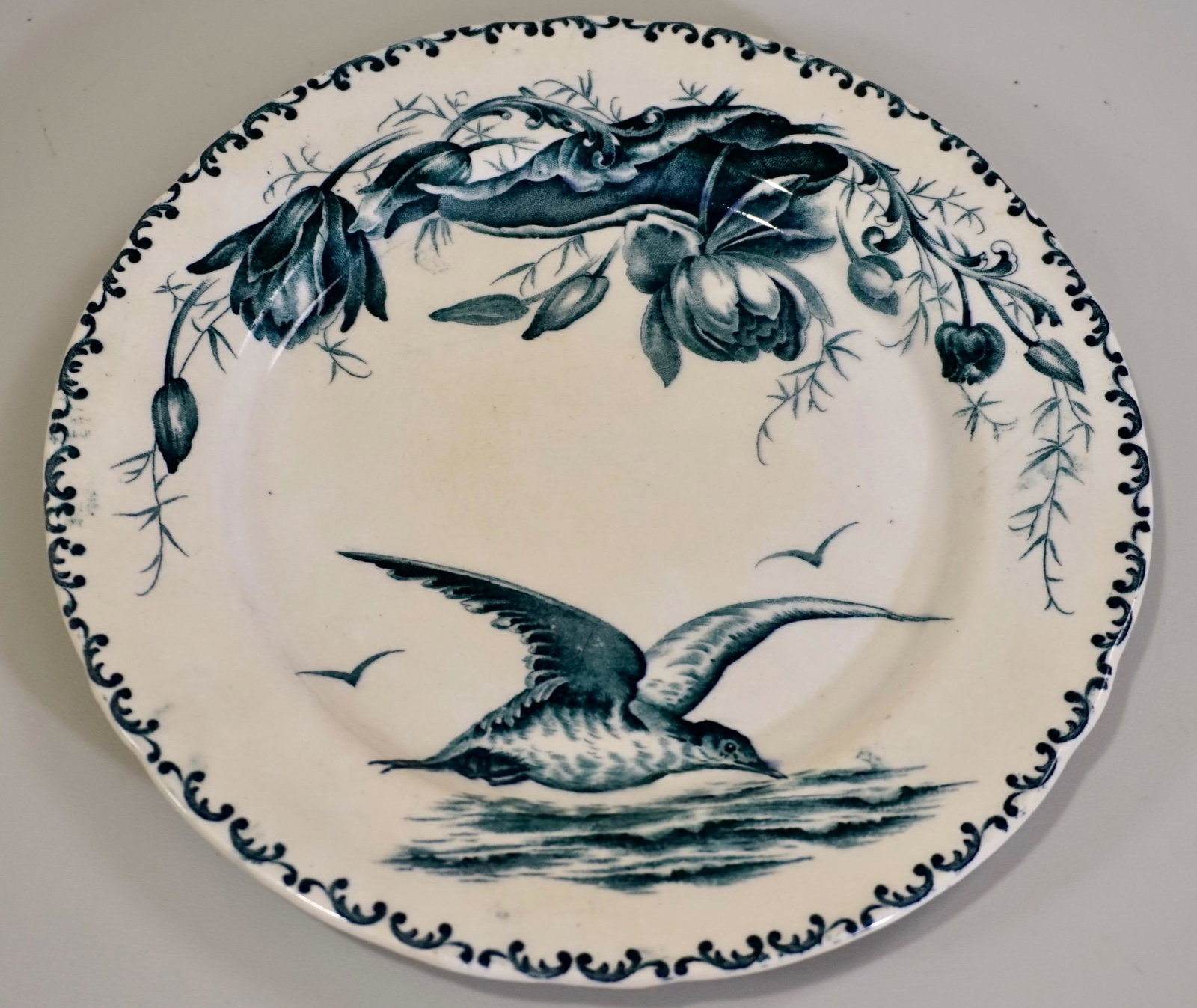 Swedish Antique Porcelain Plate Tarna Gothenburg: Swedish Antique Porcelain Plate Tarna Gothenburg Porslinsfabrik Original "Tern" decor made by Gothenburg's own designer Allan Jensen's triangle stamp was used in 1905-1910. Approximately 6 5/16 inches