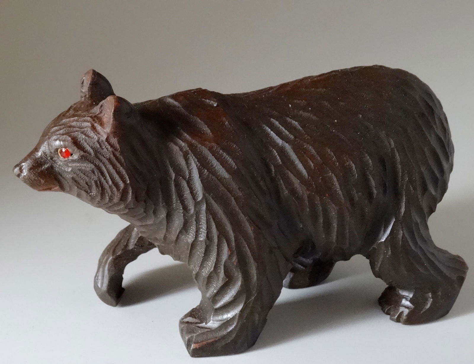 Black Forest Style Bear Wood Carving Jeweled Eyes (1 of 5)