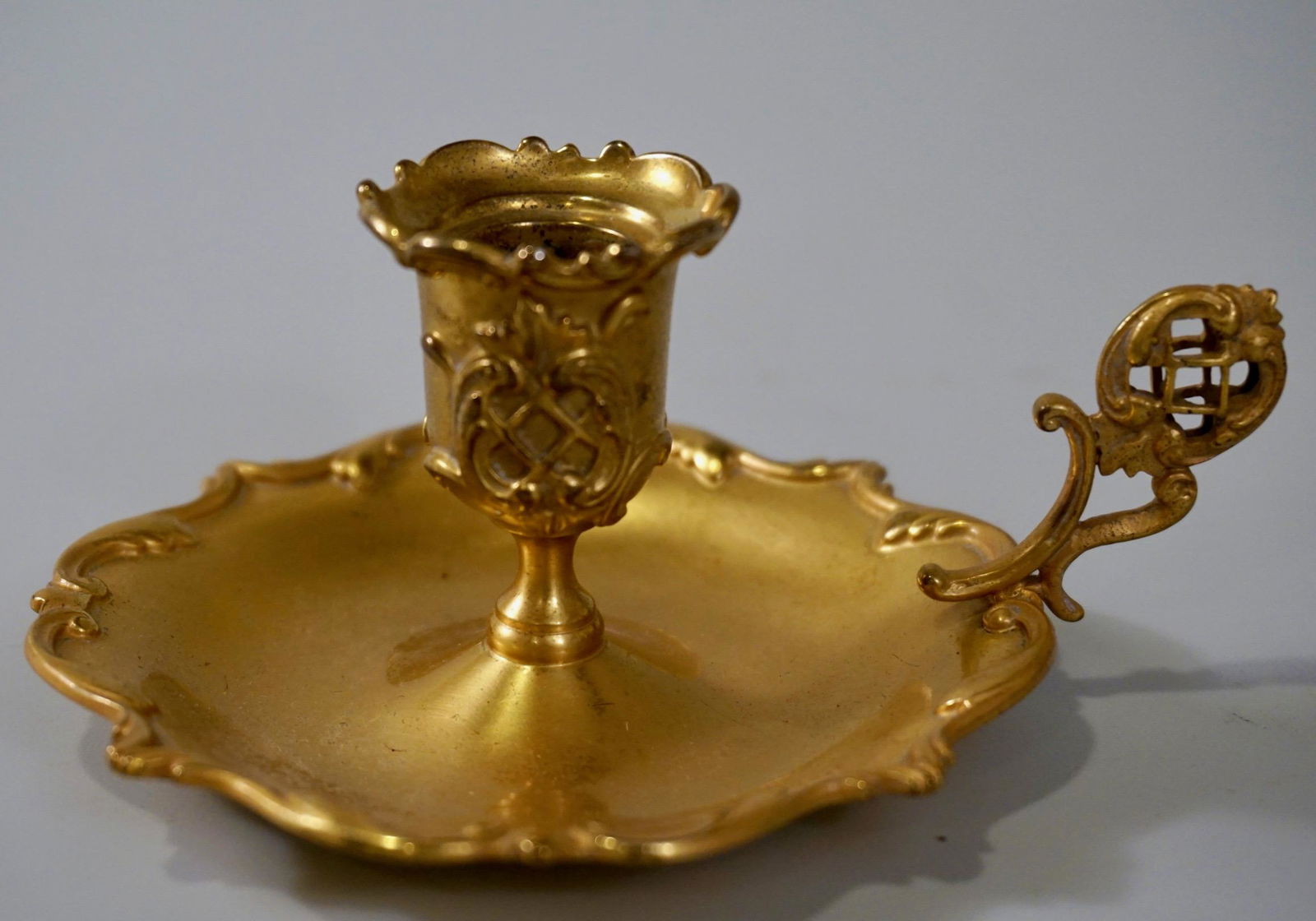 Antique French Gilded Chamberstick Candleholder (1 of 5)