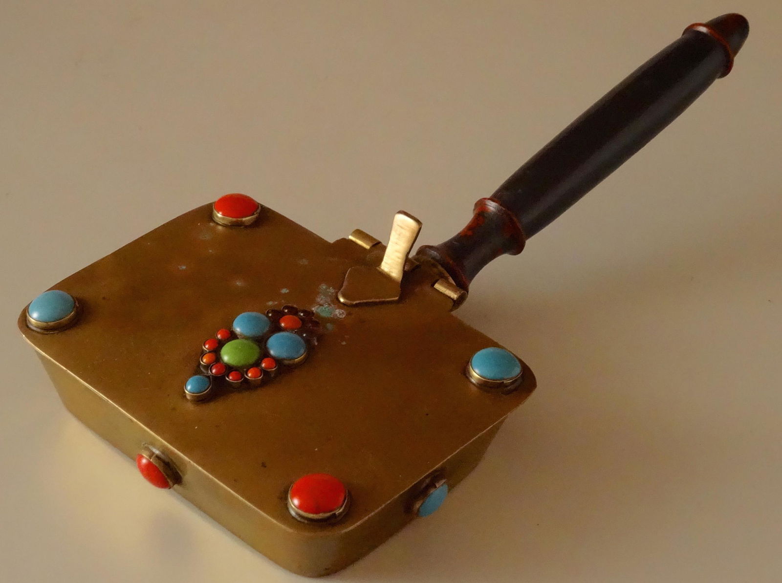 Jeweled Brass Silent Butler Table Crumb Pan Ashtray (1 of 6)