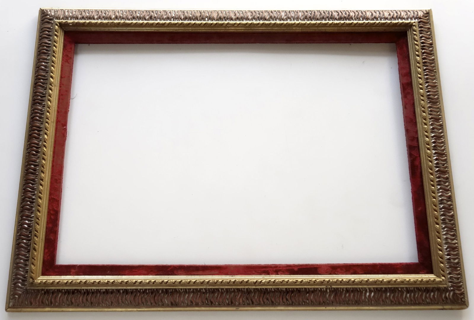 Large Antique Victorian Picture Frame Red Velvet Liner (1 of 7)