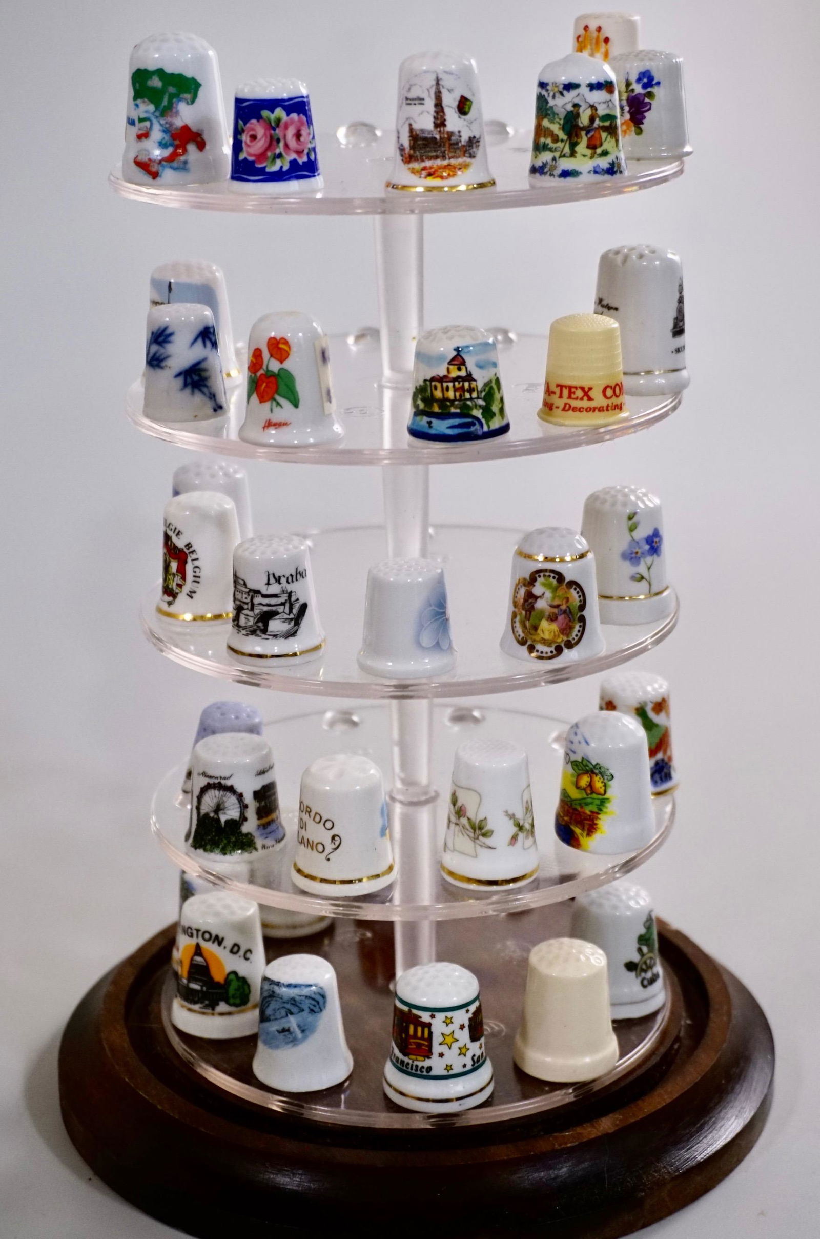 Collection of All Over World Thimbles Rotatable Display (1 of 5)