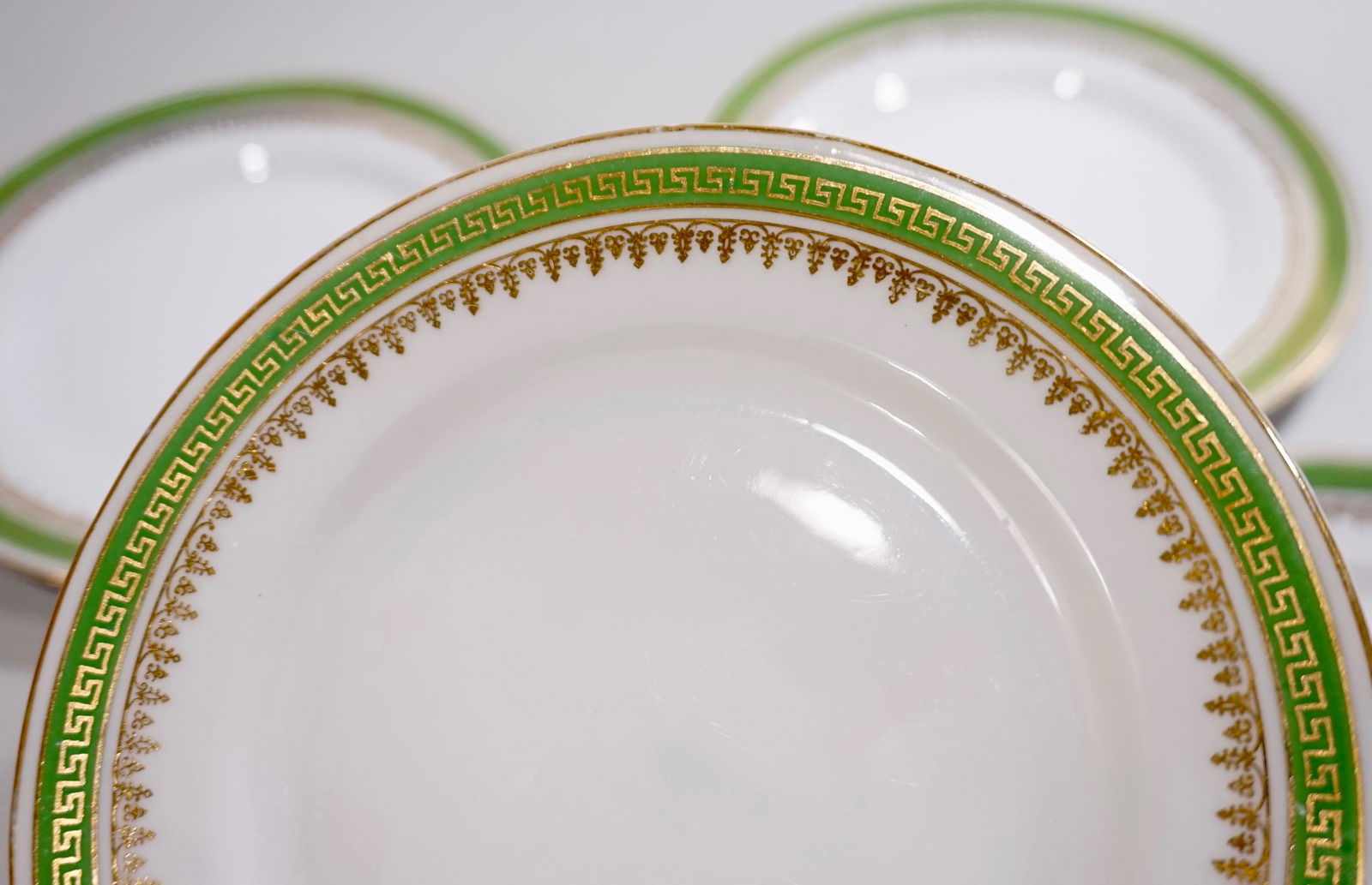 Imperial Crown China Greek Key Green Border Plates Sold (1 of 4)