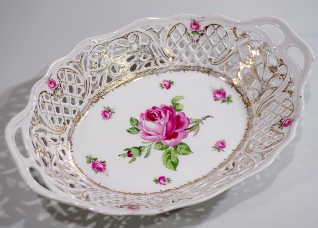 Dresden Reticulated Porcelain Bread Basket Rose Design (1 of 5)