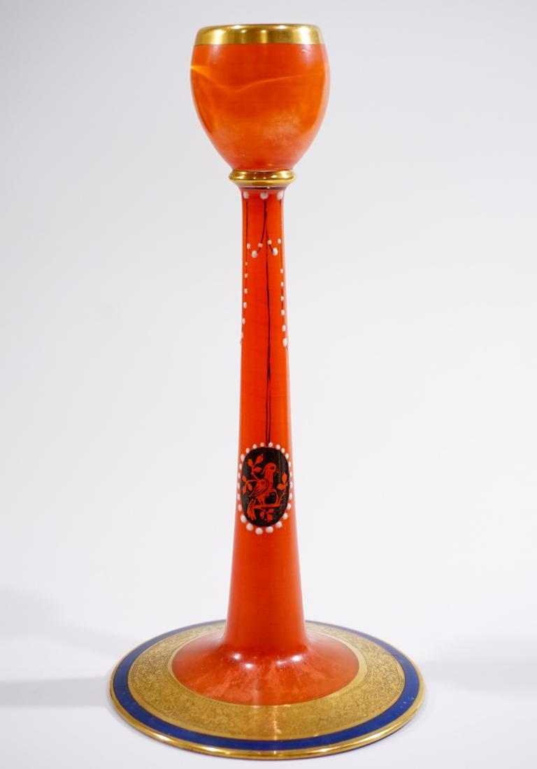 Vintage Art Deco Orange Art Glass Candlestick Candle (1 of 8)