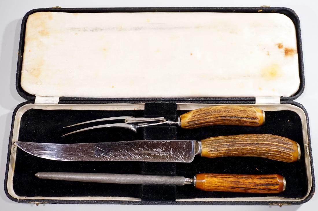 Southern & Richardson Antler Carving Set Sheffield (1 of 6)