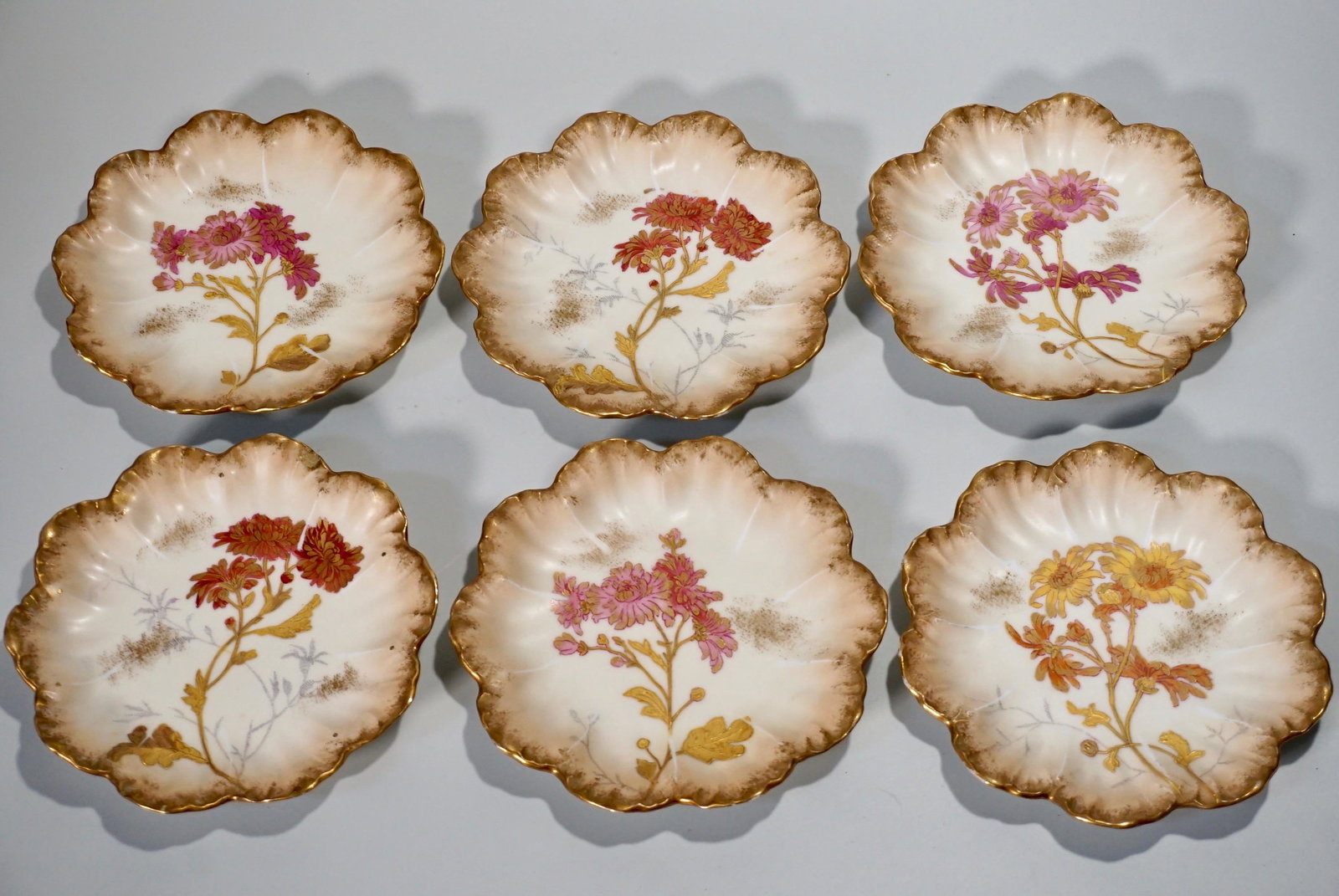 Antique Limoges Porcelain Plate Lot of 6 French Floral: Antique Limoges Porcelain Plate Lot of 6 French Floral Plates c1900 Approximately 5 3/4 inches in diameter.