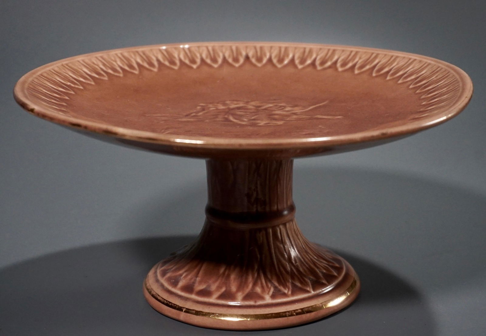 Pink Majolica Cupid Riding Lion Antique Cake Stand (1 of 5)