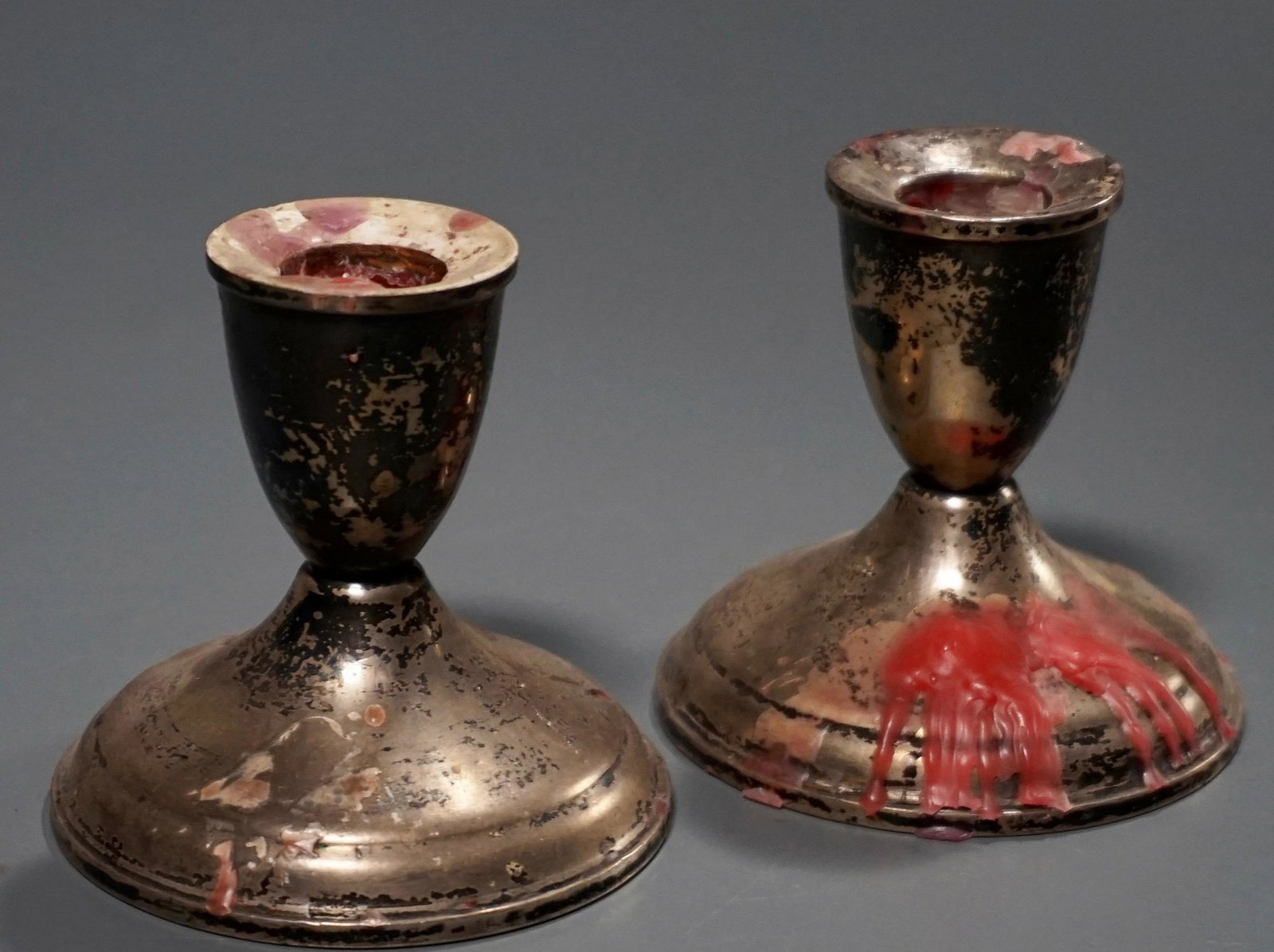 Pair Weighted Sterling Silver Candle Holders (1 of 4)