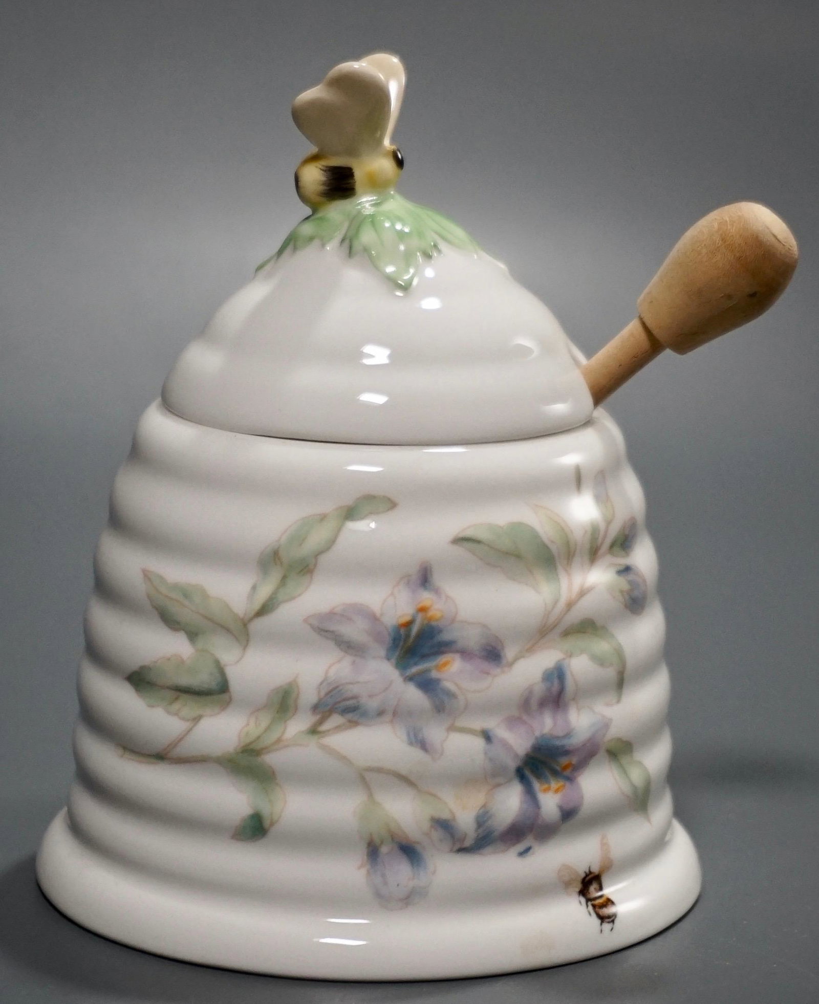 Beehive Honey Jar Lenox Porcelain Butterfly Meadow Pot (1 of 5)