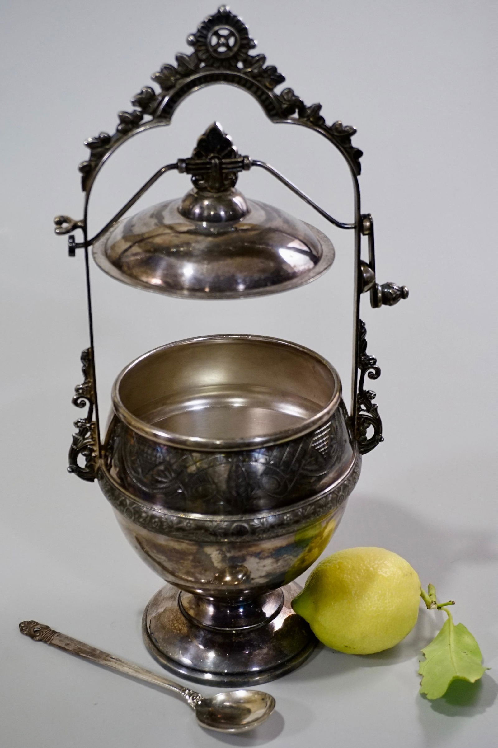 Rockford Racine S.P. Co Antique Victorian Mechanical: Rockford Racine S.P. Co Antique Victorian Mechanical Sugar Bowl or Jam / Condiment Jar Approximately 12 1/4 inches tall.