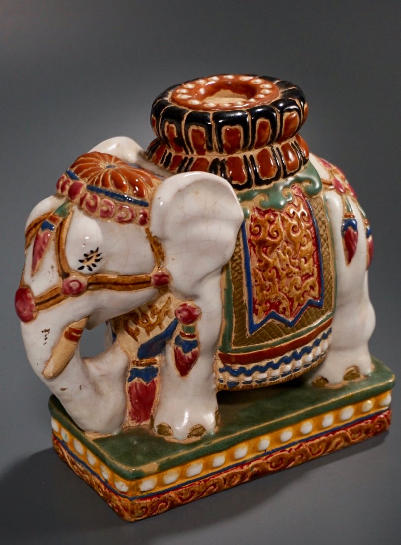 Enameled Ceramic Elephant Figural Candle Holder (1 of 5)