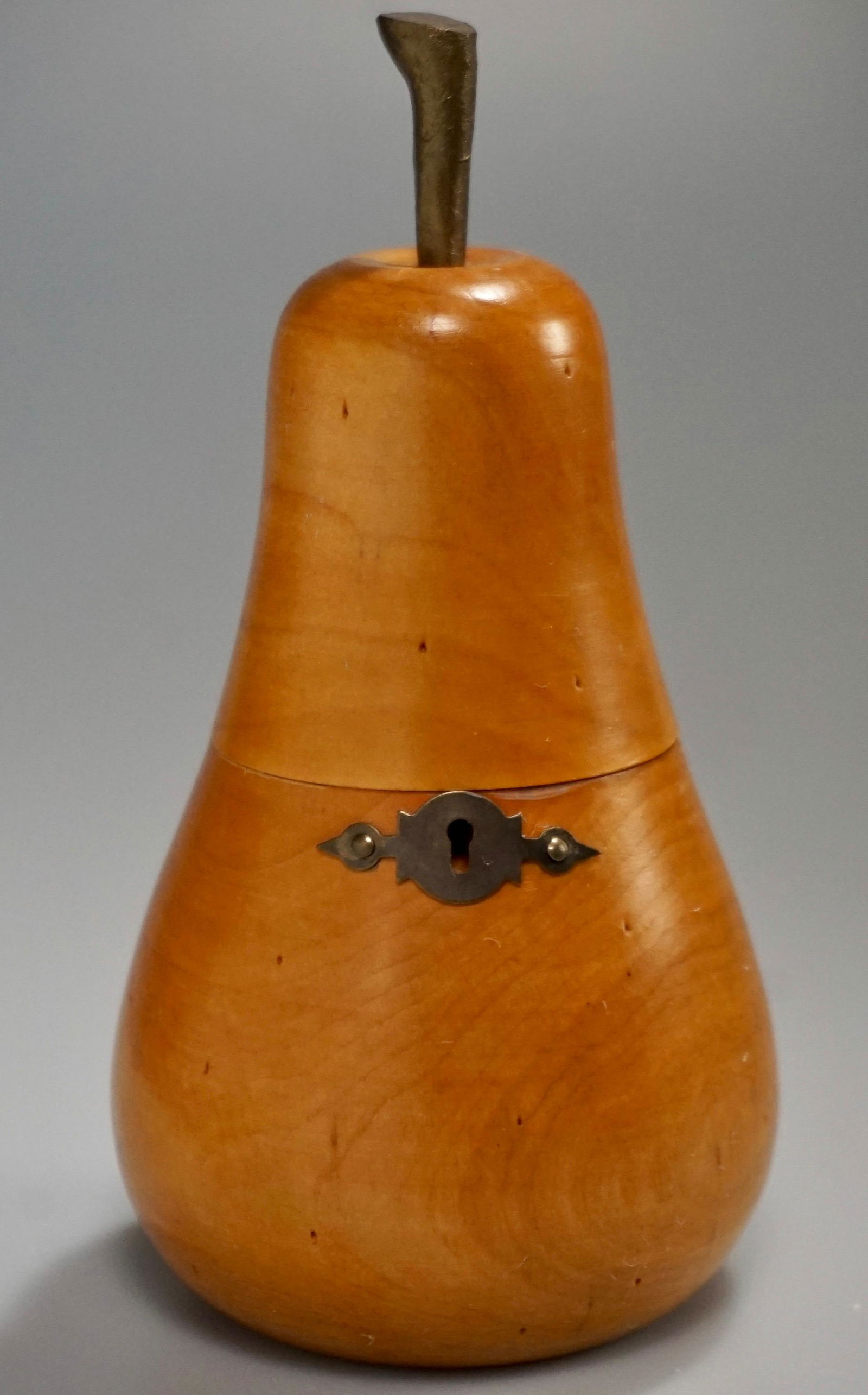 Pear Turned Wood Tea Caddy Trinket Box (1 of 5)