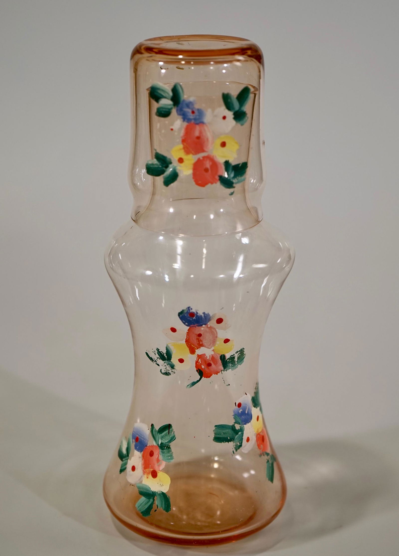 Vintage Art Deco Pink Glass Carafe Water Decanter Hand (1 of 6)