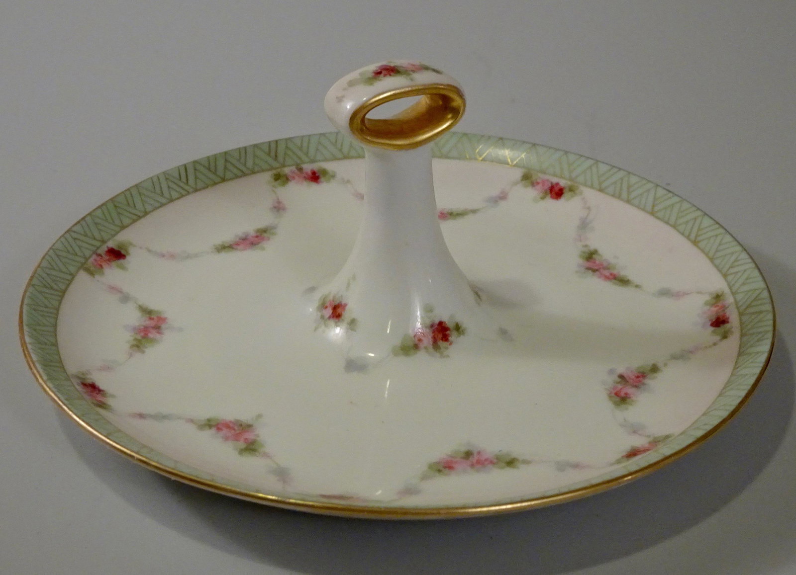 Vintage Porcelain Handled Serving Plate Pin Tray Art (1 of 4)
