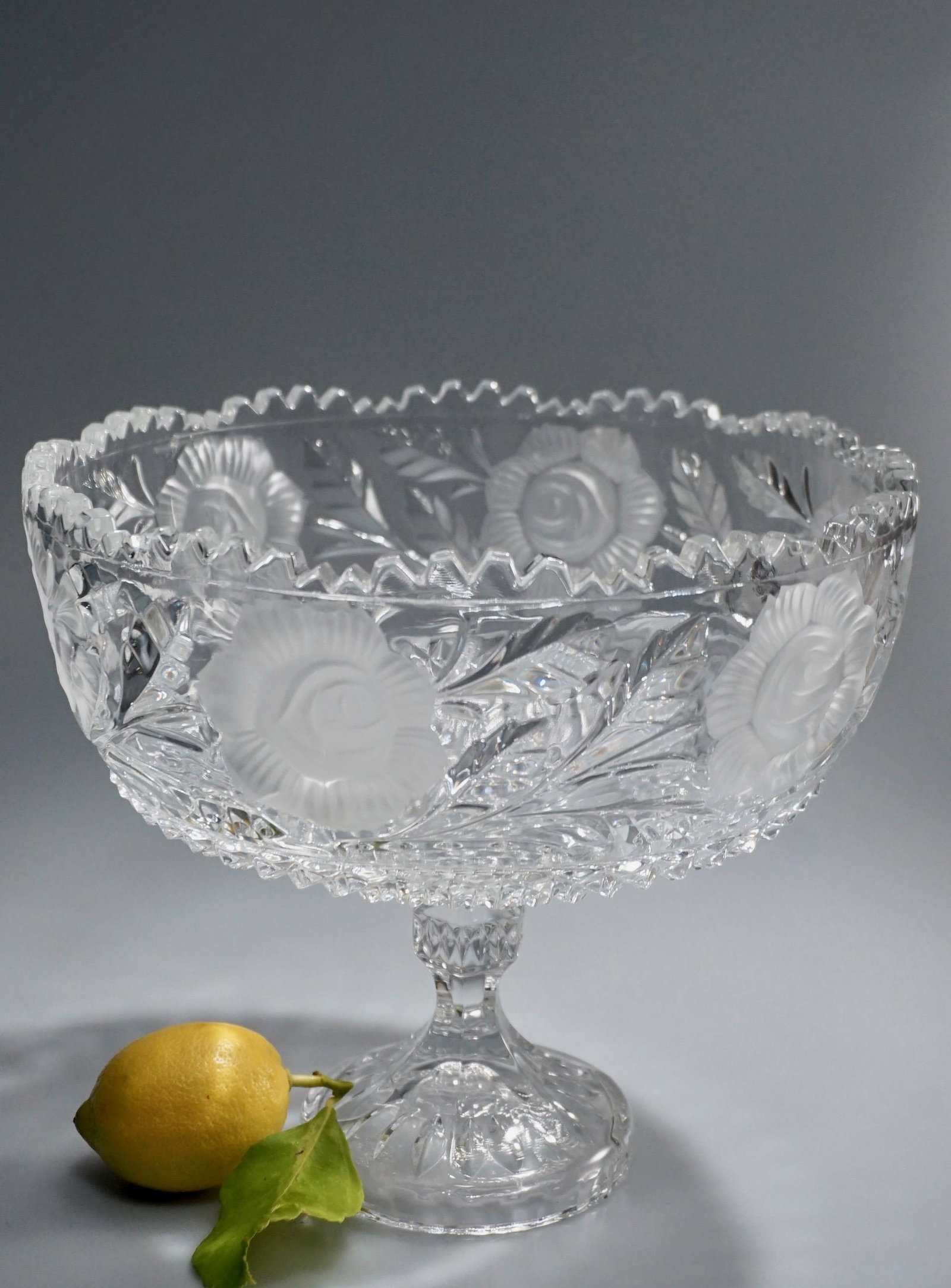 Large German Compote Crystal Footed Bowl (1 of 7)