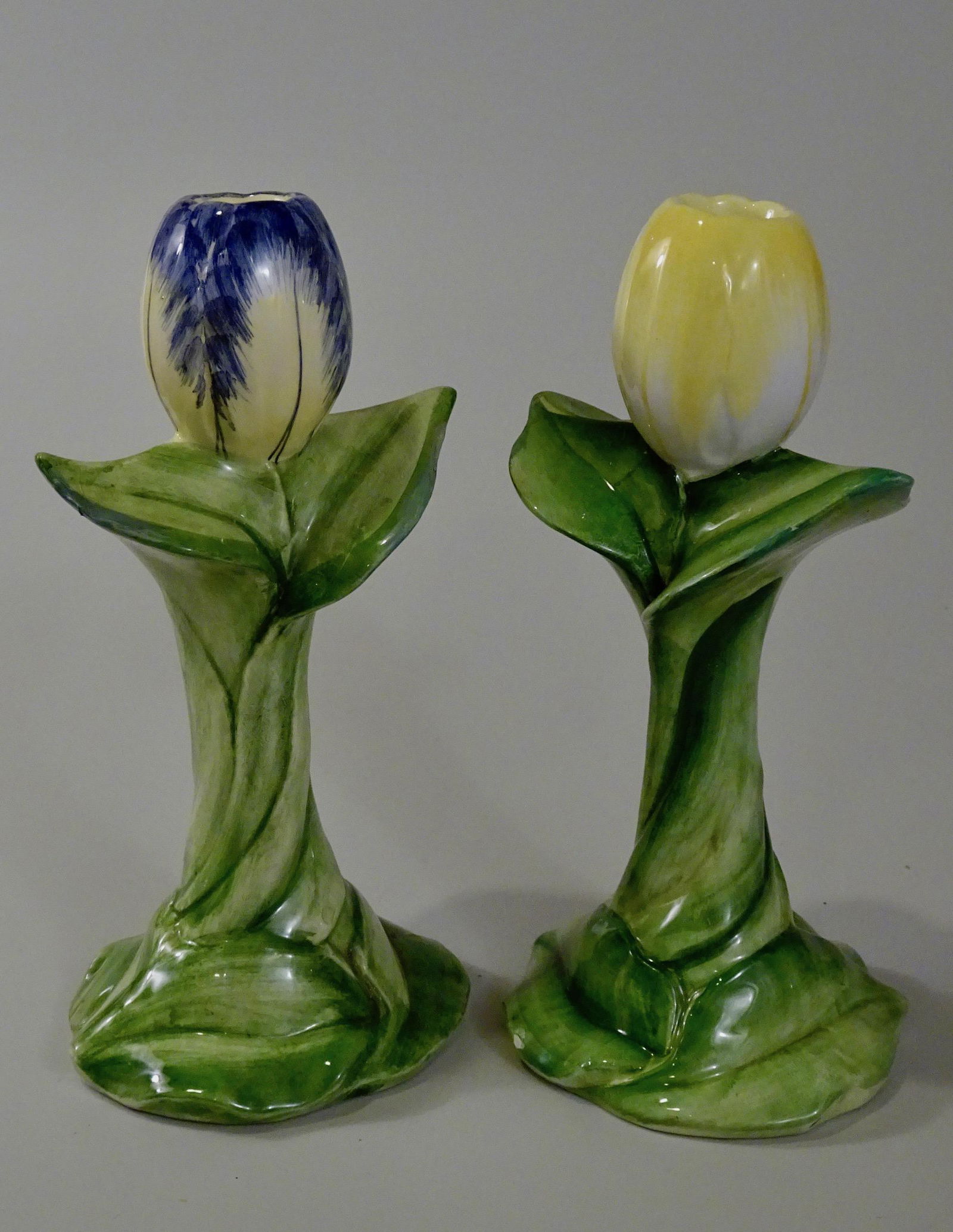 Italian Tulip Ceramic Candlestick Pair Candleholders (1 of 4)
