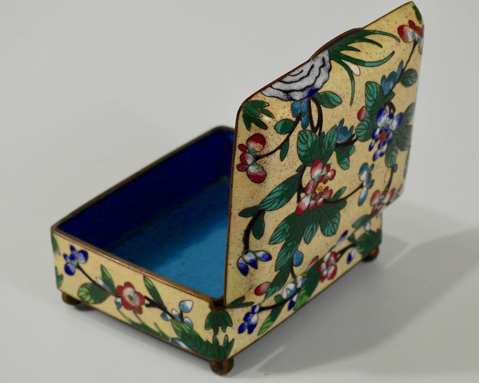 Vintage Chinese Cloisonne Blossom Enamel Box Hinged Lid (1 of 5)