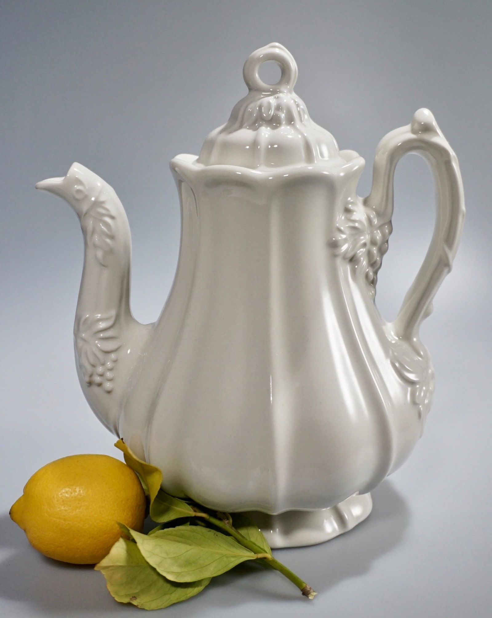 White Glaze Red Clay Ironstone Chocolate Coffee Pot (1 of 5)