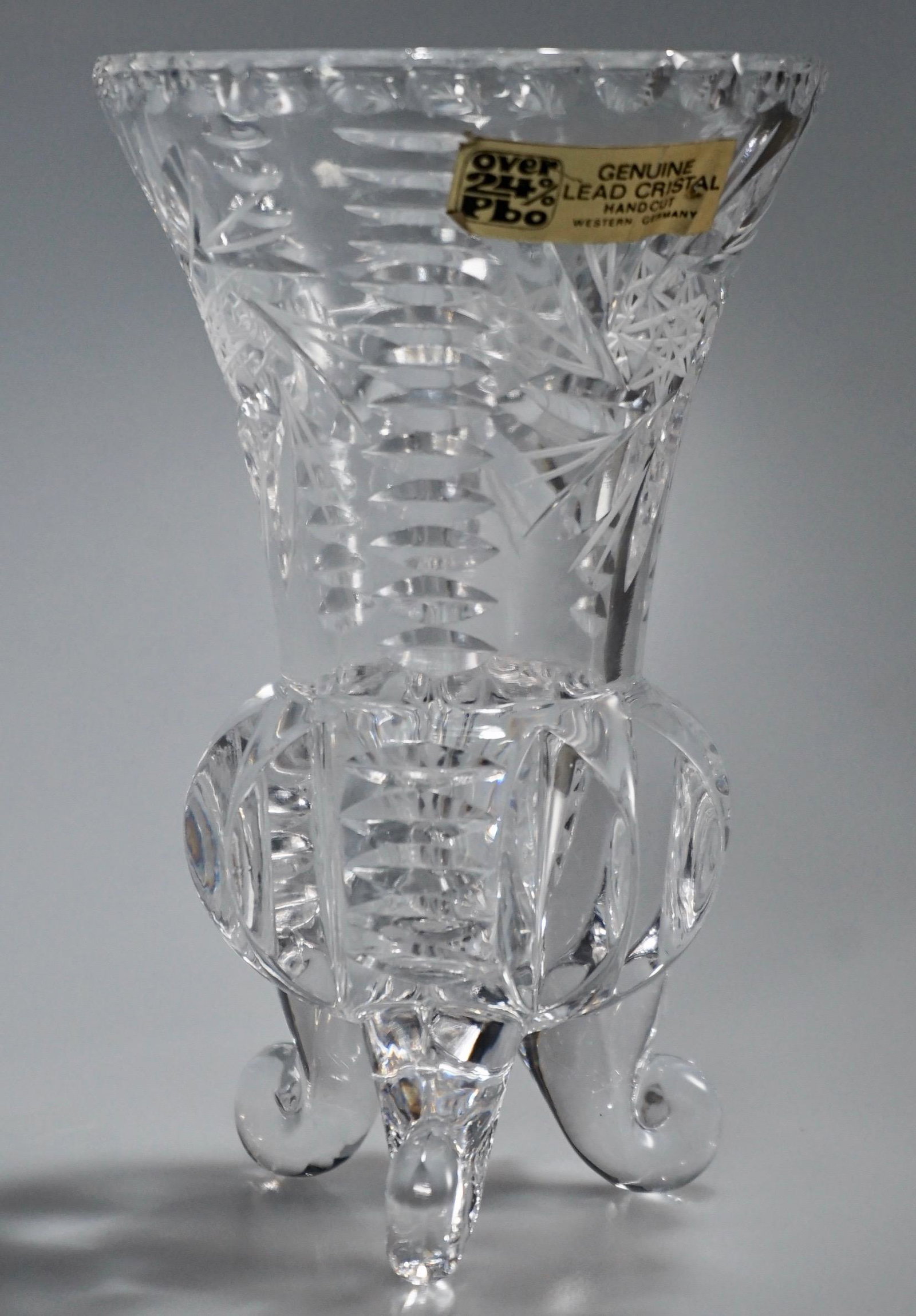 West German Lead Crystal Footed Vase: West German Lead Crystal Footed Vase Approximately 5 1/2 inches tall.