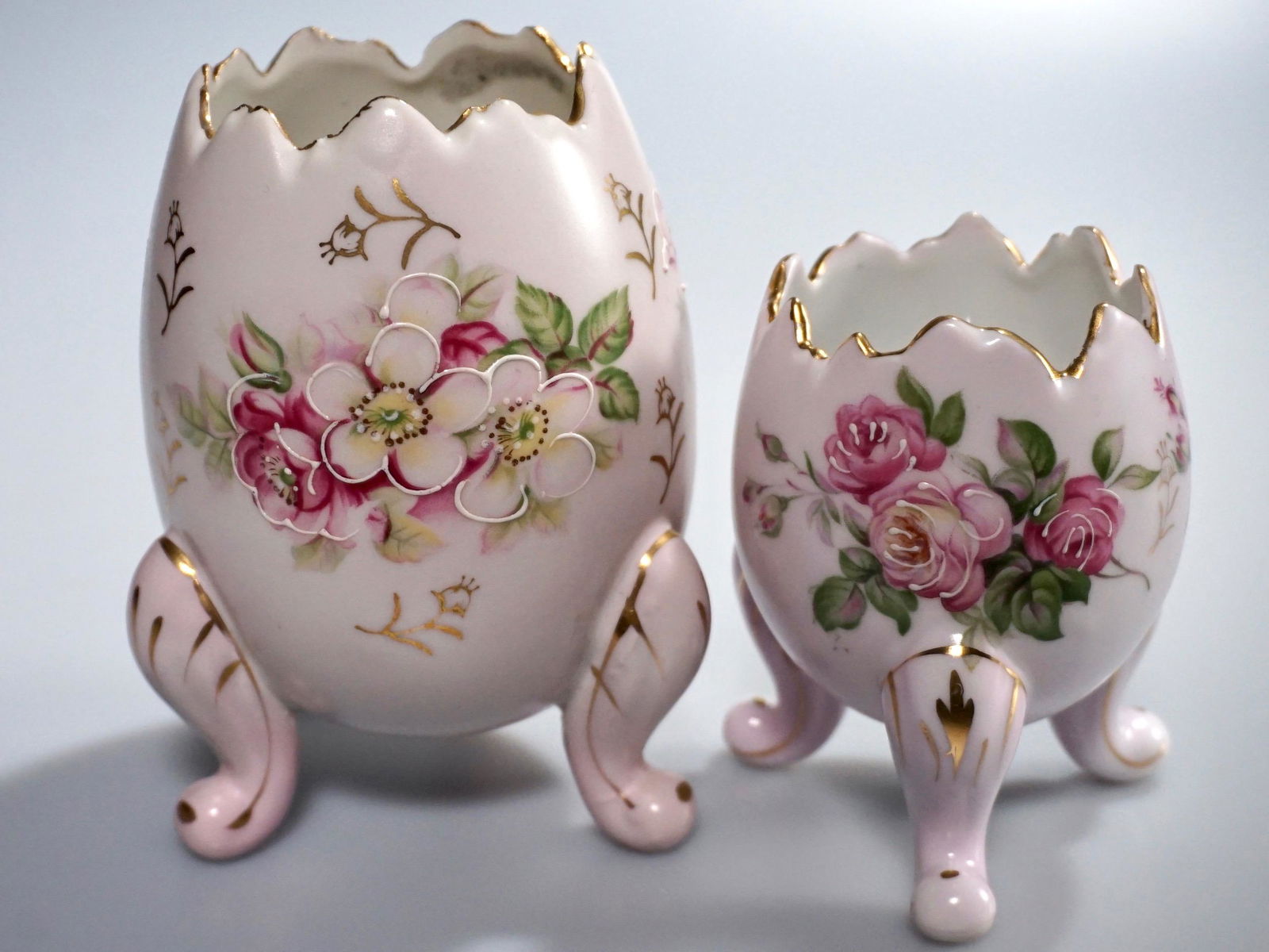 Egg Shaped Pink Porcelain Vanity Vases Easter Decor Lot (1 of 4)