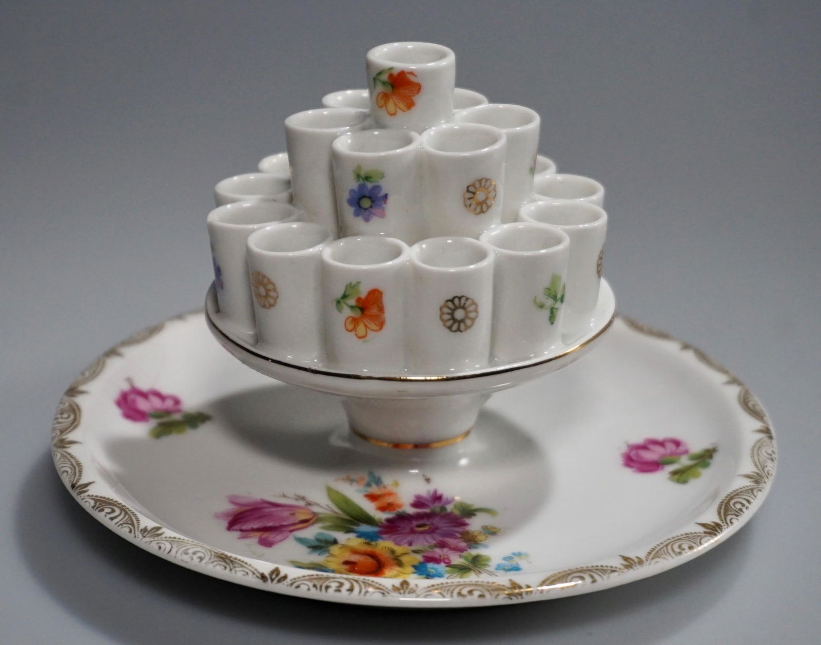 Dresden Flowers Prov Saxe E.S. Porcelain Smoking Stand (1 of 6)