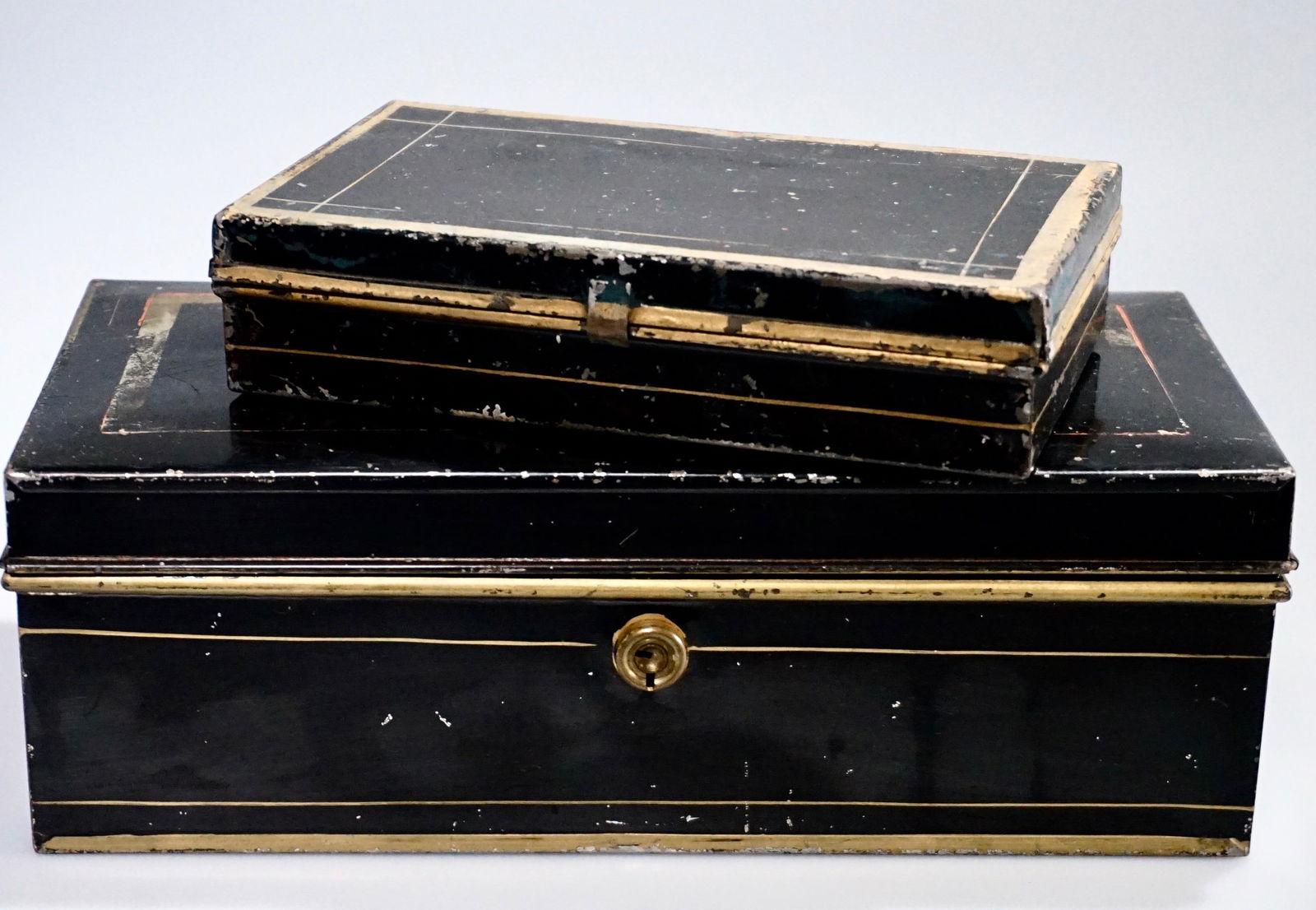 Antique Tin Money Box Lot of 2 Cash Boxes (1 of 9)