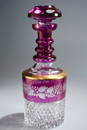 Bohemian Crystal Decanter Diamond Cut Purple Splashed