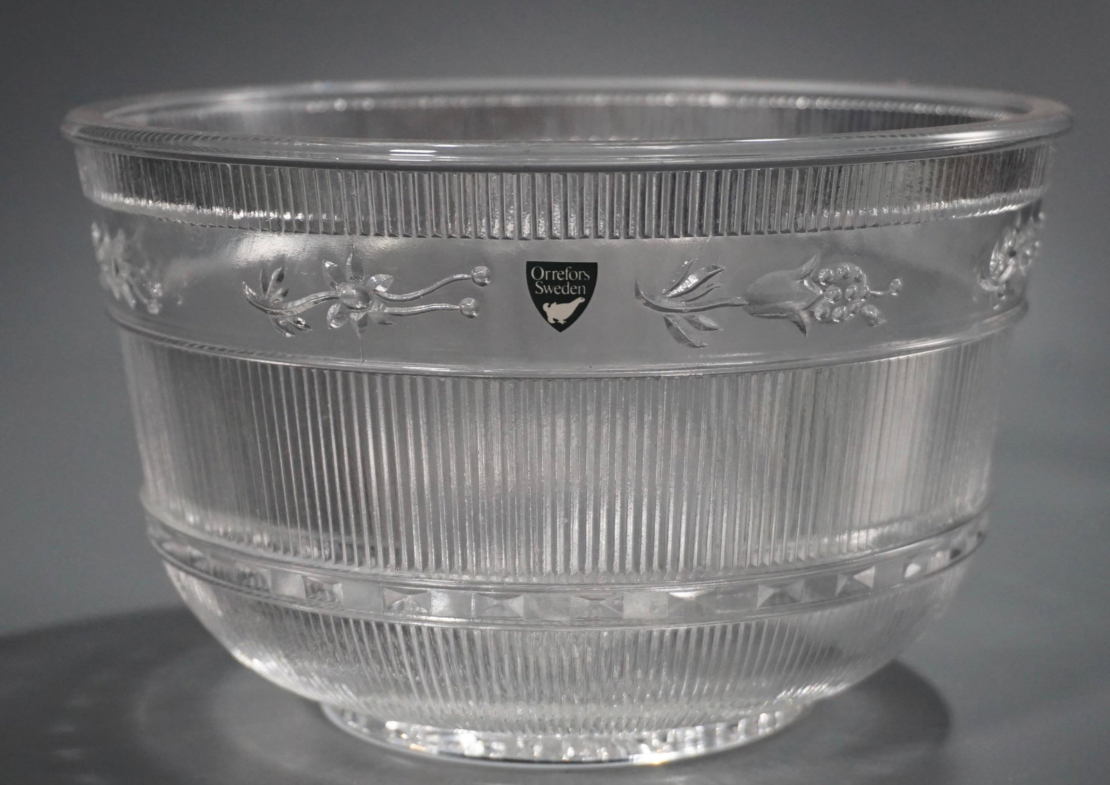 Orrefors Sweden Clear Glass Bowl: Orrefors Sweden Clear Glass Bowl Approximately 8 5/16 inches in diameter x 5 inches tall.
