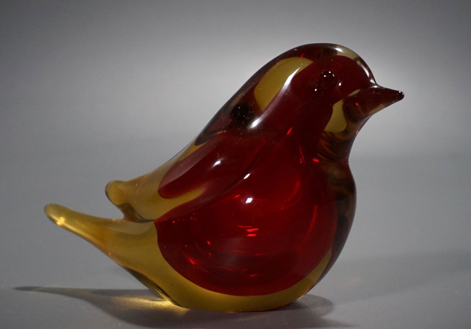 Persimmon Orange Red Art Glass Bird Paperweight (1 of 4)