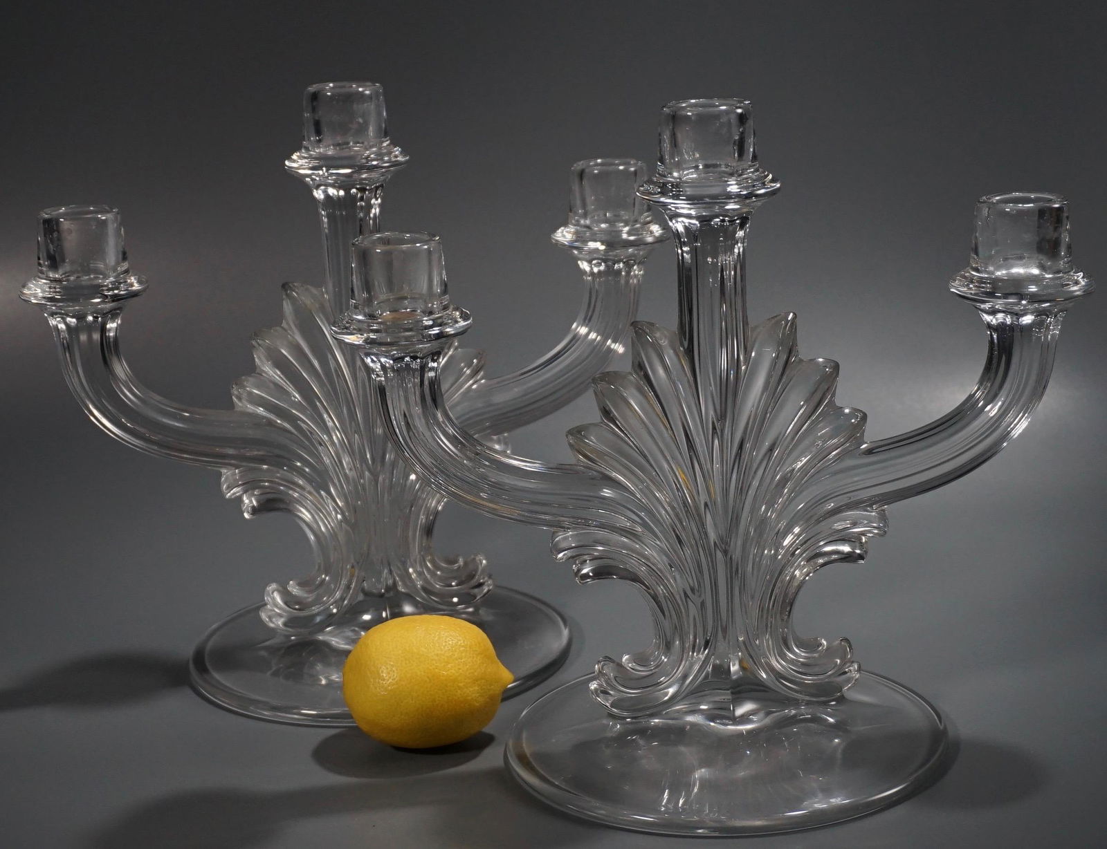 Art Deco Pressed Glass Candelabra Pair Candleholders (1 of 4)