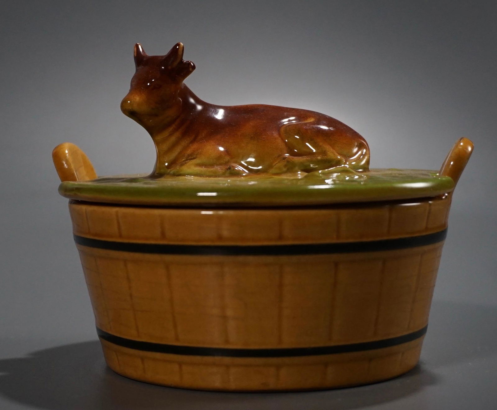 Vintage Cow Lidded Butter Dish Pottery Made in West (1 of 4)