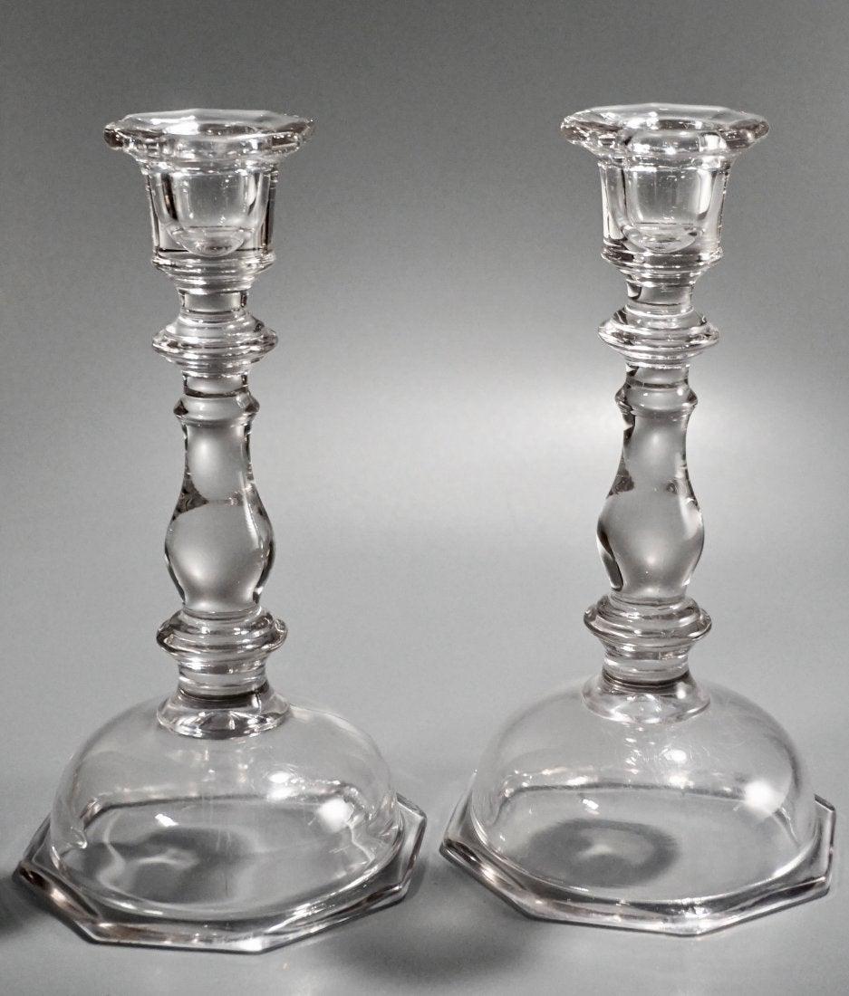Unusual Vintage Clear Glass Candlesticks on Bubble Base (1 of 5)