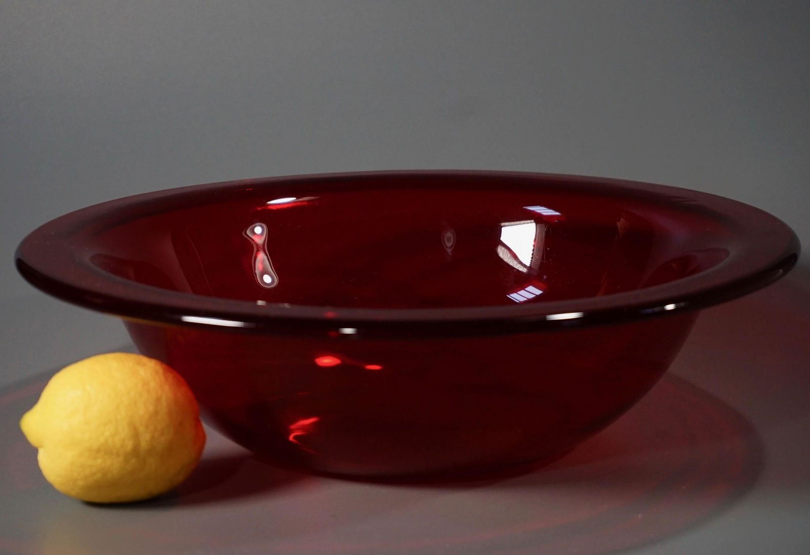 Large Ruby Red Glass Bowl (1 of 4)