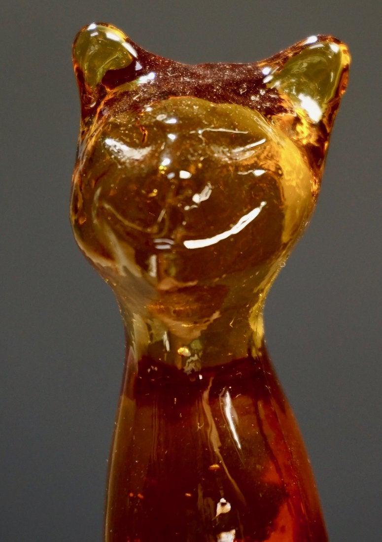 Smiling Cat Glass Figurine: Smiling Cat Glass Figurine Approximately 5 1/16 inches tall.