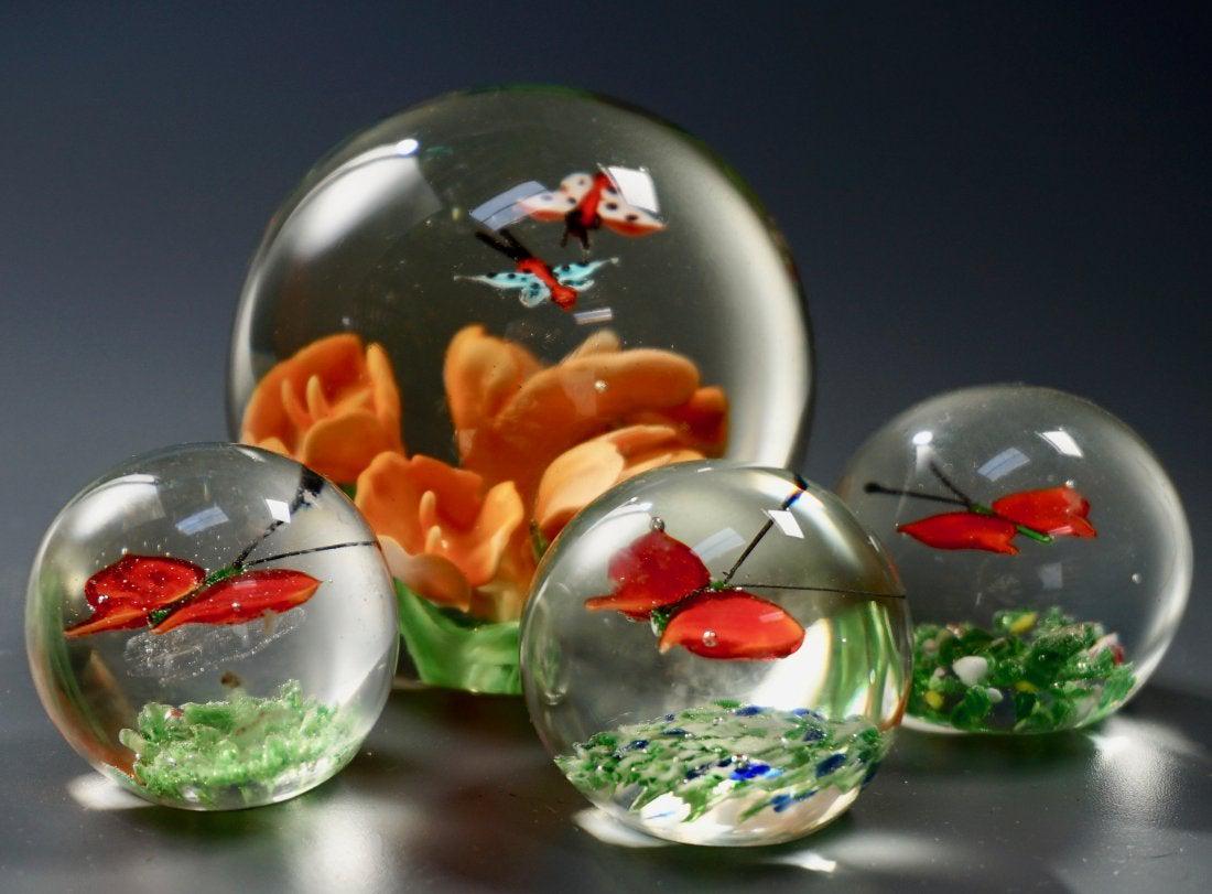Butterfly Flowers Paperweight Lot of 4 Paperweights (1 of 5)