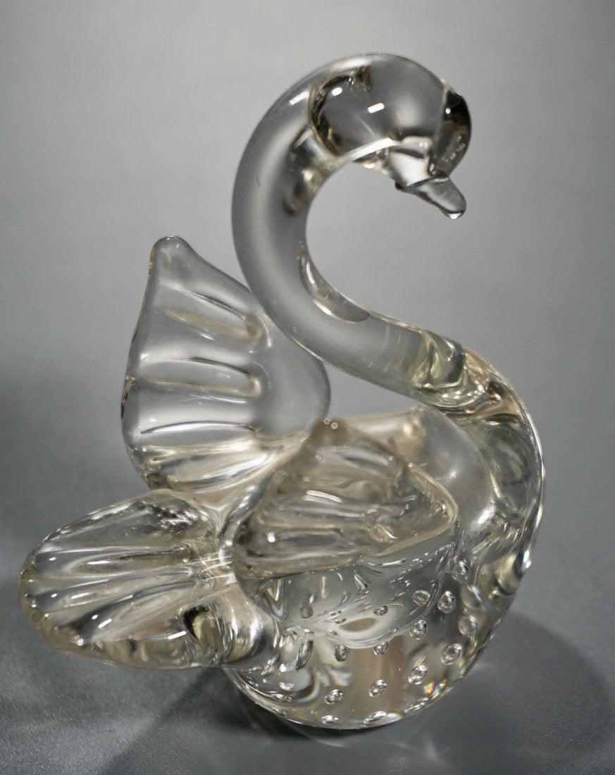 Swan Figural  Art Glass Paperweight Controlled Bubbles (1 of 5)