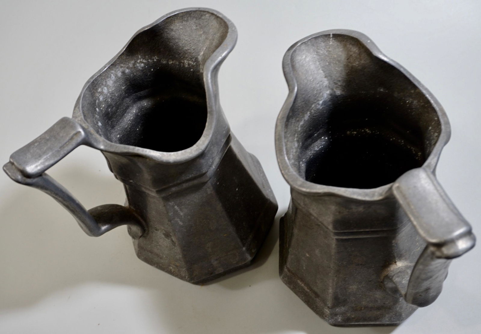 Victorian Ale Jugs Hexagonal Paneled Pewter Ewer (1 of 3)